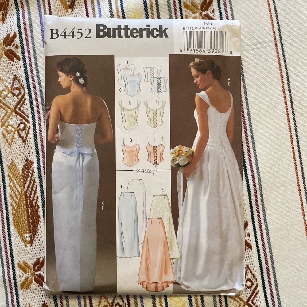 Butterick B4452 BB (8, 10, 12, 14) 4 Bodices & Skirts Wedding Dress Floor Corset